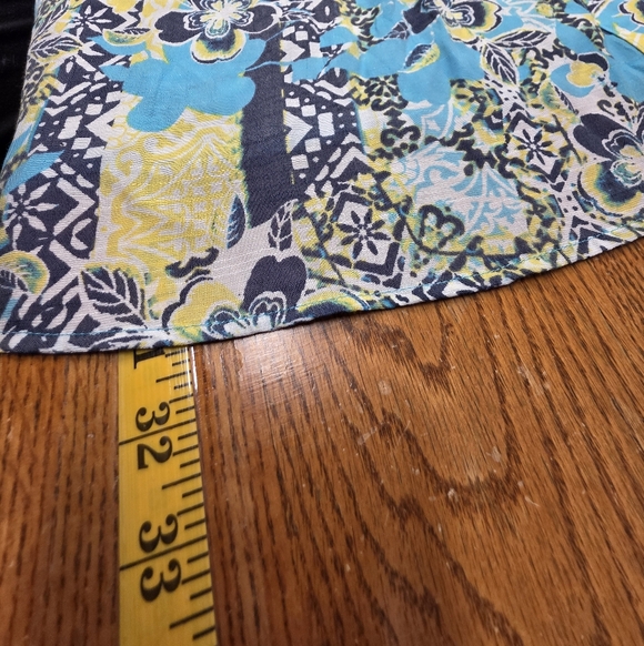 Ruby Rd Woman Blue Green Multi-Color Roll Sleeve Plus Size 2X Top - Picture 9 of 9